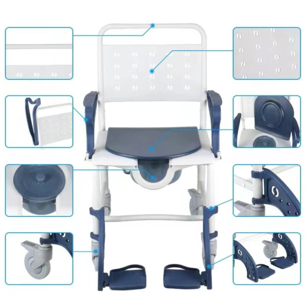 Lightweight Folding Portable Commode Chair | PU Seat | 3-In-1